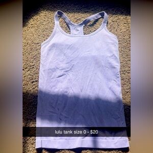 lulu lemon tank top size 0 barley worn lavender